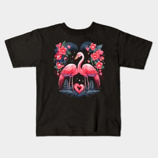 Flamingo Couple Valentine Kids T-Shirt